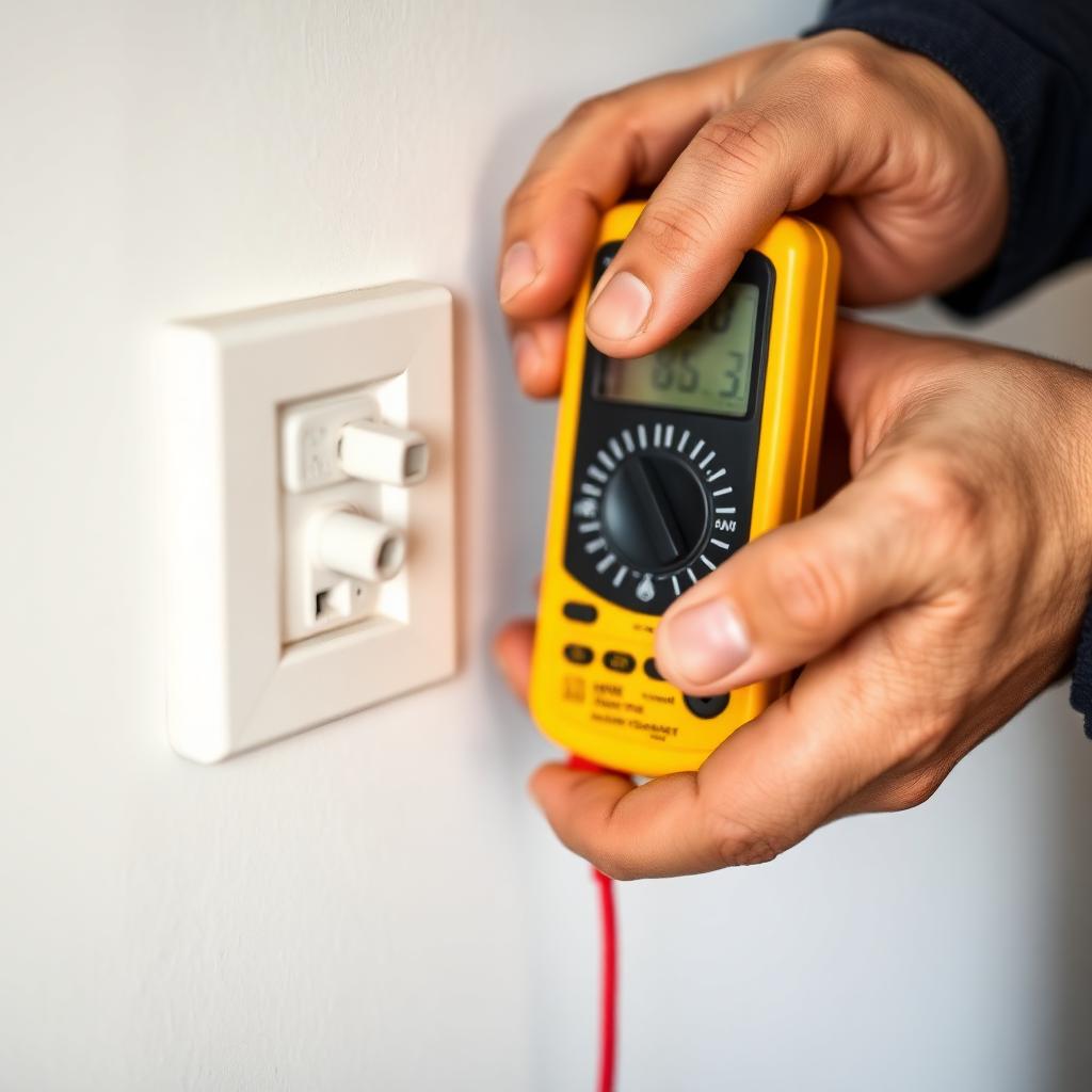 Electrician testing a circuit with a multimeter at a home in Centurion